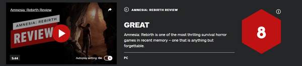 恐怖新作《失忆症：重生》IGN 8分 绝妙的心理压迫感